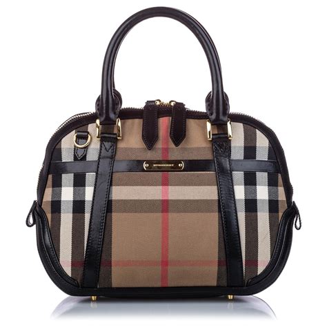 Burberry Brown House Check Bridle Orchard Satchel Black Light 